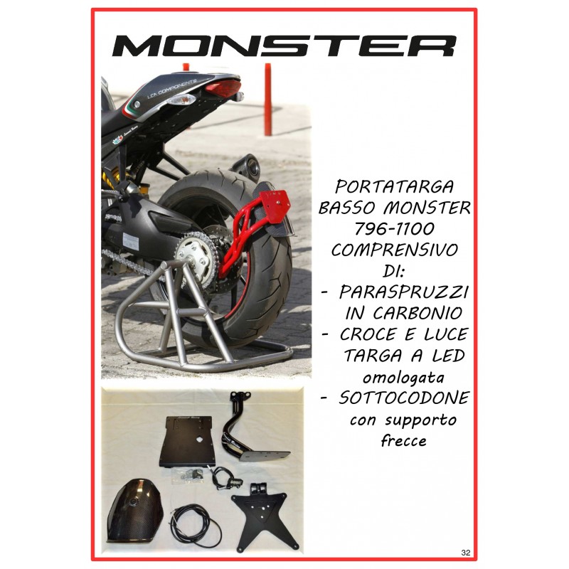 KIT Porta targa basso monobraccio per MONSTER 1100 EVO  e 796