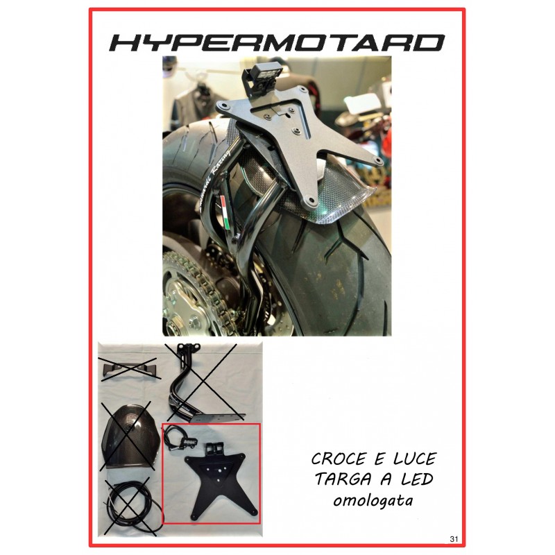 Porta targa basso completo di cablaggio fanale posteriore per Hypermotard 796/1100
